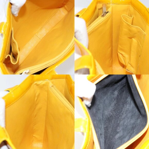 CHANEL Tote Bag Patent leather Yellow Gold CC Auth 142937 - Picture 15 of 16